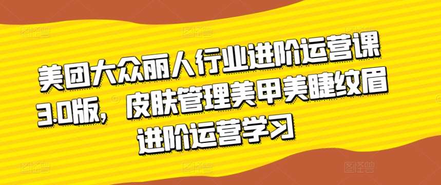 美团大众丽人行业进阶运营课3.0版，皮肤管理美甲美睫纹眉进阶运营学习插图零零网创资源网