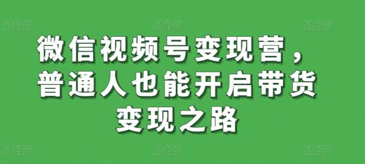 微信视频号变现营，普通人也能开启带货变现之路插图零零网创资源网