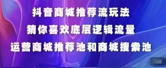 抖音商城运营课程，猜你喜欢入池商城搜索商城推荐人群标签覆盖插图零零网创资源网