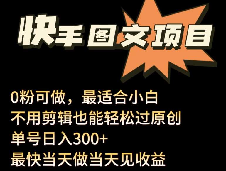 24年最新快手图文带货项目，零粉可做，不用剪辑轻松过原创单号轻松日入300+【揭秘】插图零零网创资源网