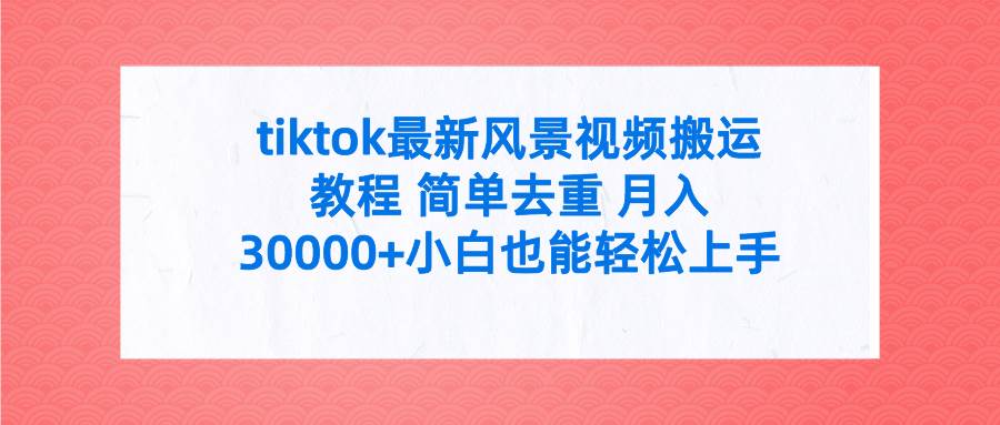 （9804期）tiktok最新风景视频搬运教程 简单去重 月入30000+附全套工具插图零零网创资源网