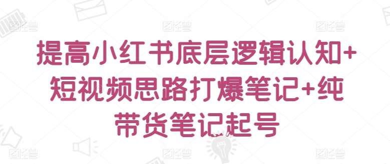 提高小红书底层逻辑认知+短视频思路打爆笔记+纯带货笔记起号插图零零网创资源网