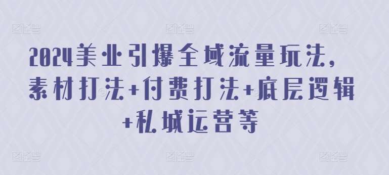 2024美业引爆全域流量玩法，素材打法 付费打法 底层逻辑 私城运营等插图零零网创资源网