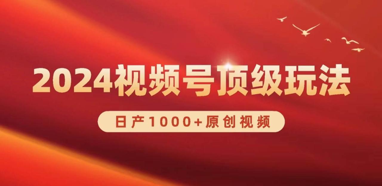 （9905期）2024视频号新赛道，日产1000+原创视频，轻松实现日入3000+插图零零网创资源网