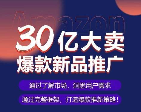 亚马逊·30亿大卖爆款新品推广，可复制、全程案例实操的爆款推新SOP插图零零网创资源网