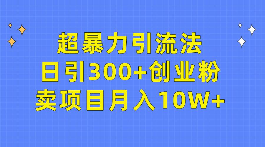 （9954期）超暴力引流法，日引300+创业粉，卖项目月入10W+插图零零网创资源网