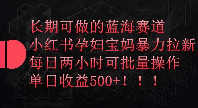 长期可做的蓝海赛道，小红书孕妇宝妈暴力拉新玩法，每日两小时可批量操作，单日收益500+【揭秘】插图零零网创资源网