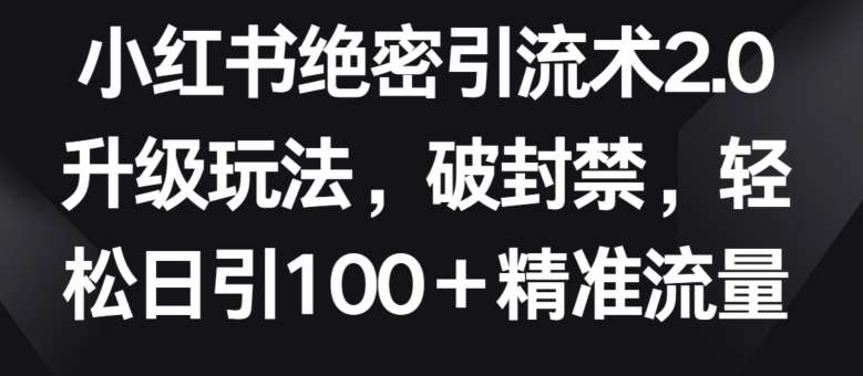 小红书绝密引流术2.0升级玩法，破封禁，轻松日引100+精准流量【揭秘】插图零零网创资源网