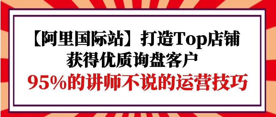 （9976期）【阿里国际站】打造Top店铺-获得优质询盘客户，95%的讲师不说的运营技巧插图零零网创资源网