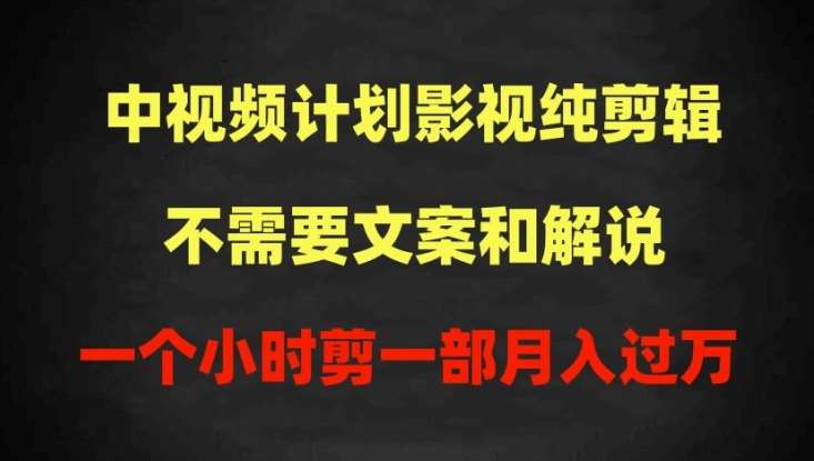 中视频计划影视纯剪辑，不需要文案和解说，一个小时剪一部，100%过原创月入过万【揭秘】插图零零网创资源网