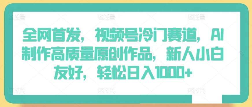 全网首发，视频号冷门赛道，AI制作高质量原创作品，新人小白友好，轻松日入1000+【揭秘】插图零零网创资源网