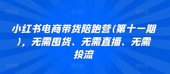 小红书电商带货陪跑营(第十一期)，无需囤货、无需直播、无需投流插图零零网创资源网