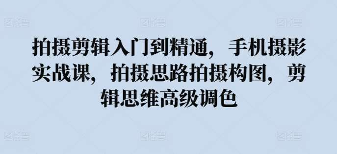 拍摄剪辑入门到精通，​手机摄影实战课，拍摄思路拍摄构图，剪辑思维高级调色插图零零网创资源网