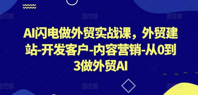 AI闪电做外贸实战课，​外贸建站-开发客户-内容营销-从0到3做外贸AI插图零零网创资源网