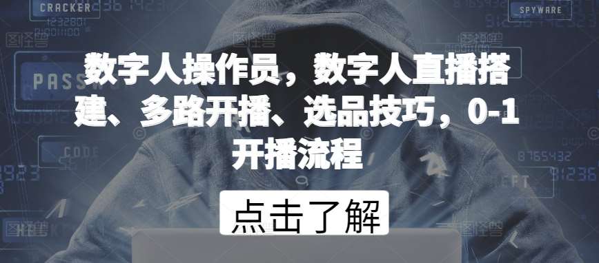 数字人操作员，数字人直播搭建、多路开播、选品技巧，0-1开播流程插图零零网创资源网