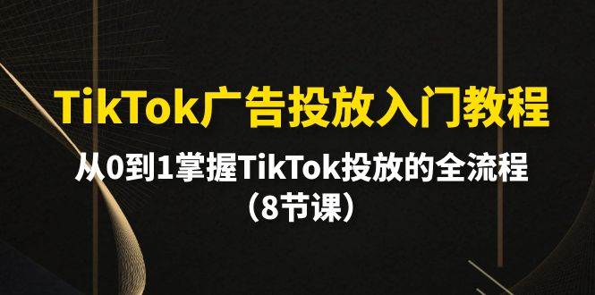 （10085期）TikTok广告投放入门教程，从0到1掌握TikTok投放的全流程（8节课）插图零零网创资源网