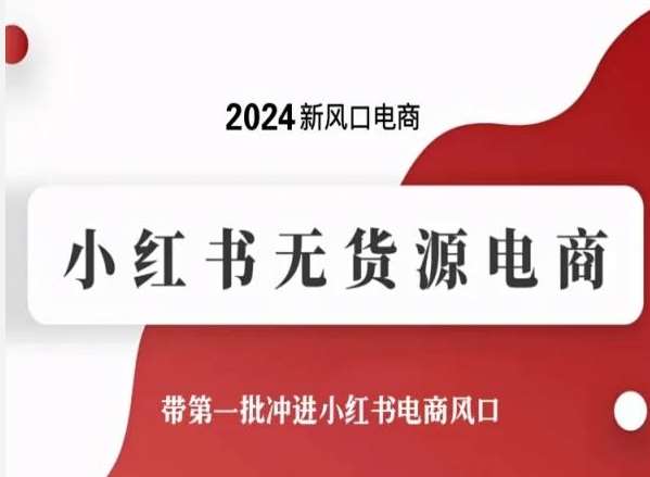 2024新风口电商，小红书无货源电商，带第一批冲进小红书电商风口插图零零网创资源网