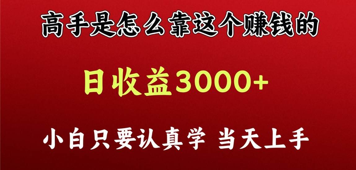 看高手是怎么赚钱的，一天收益至少3000+以上，小白当天上手插图零零网创资源网