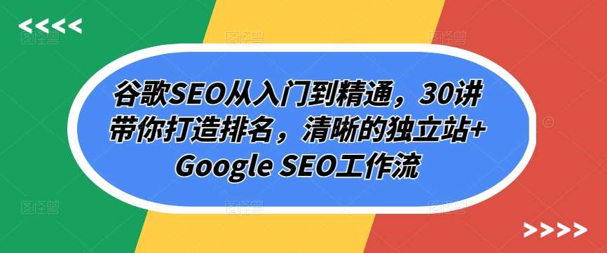 谷歌SEO从入门到精通，30讲带你打造排名，清晰的独立站+Google SEO工作流插图零零网创资源网