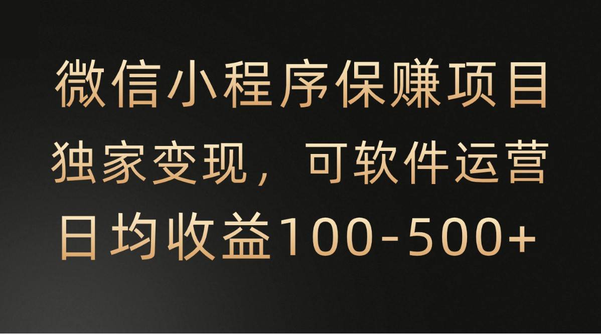 微信小程序，腾讯保赚项目，可软件自动运营，日均100-500+收益有保障插图零零网创资源网