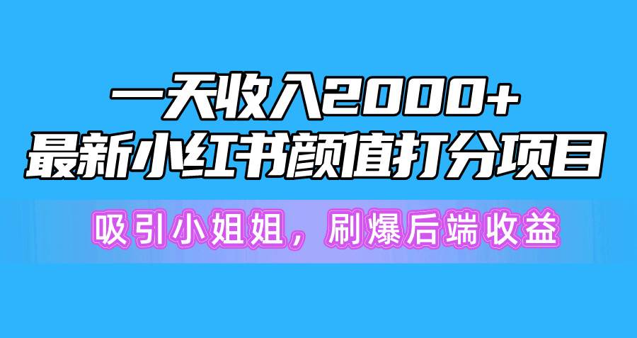 （10187期）一天收入2000+，最新小红书颜值打分项目，吸引小姐姐，刷爆后端收益插图零零网创资源网