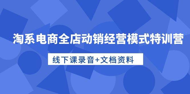 （10192期）淘系电商全店动销经营模式特训营，线下课录音+文档资料插图零零网创资源网