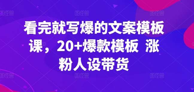 看完就写爆的文案模板课，20+爆款模板  涨粉人设带货插图零零网创资源网