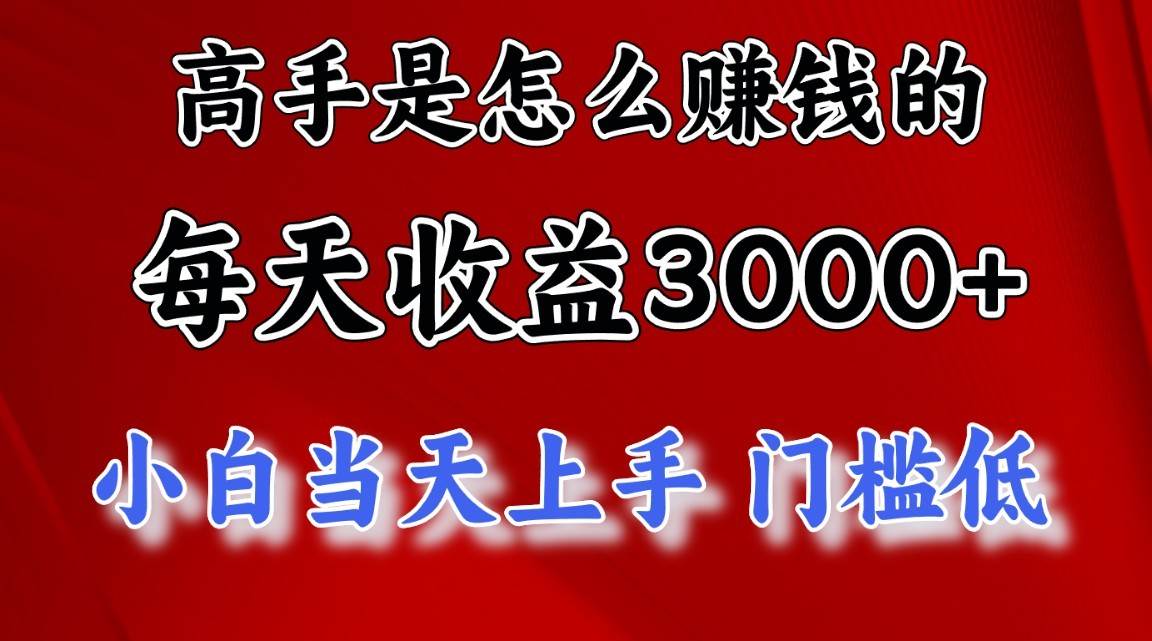 高手是怎么一天赚3000+的，小白当天上手，翻身项目，非常稳定。插图零零网创资源网