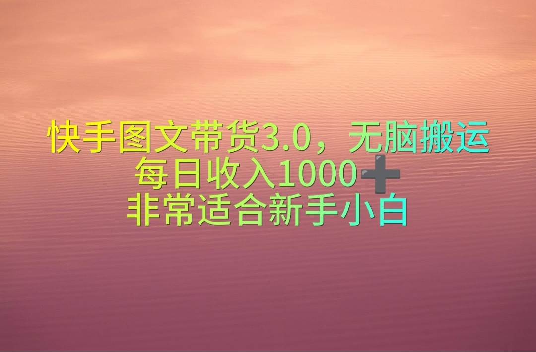 （10252期）快手图文带货3.0，无脑搬运，每日收入1000＋，非常适合新手小白插图零零网创资源网