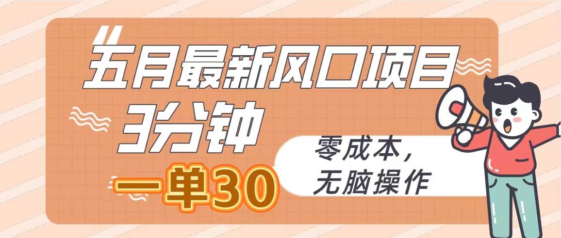 （10256期）五月最新风口项目，3分钟一单30，零成本，无脑操作插图零零网创资源网