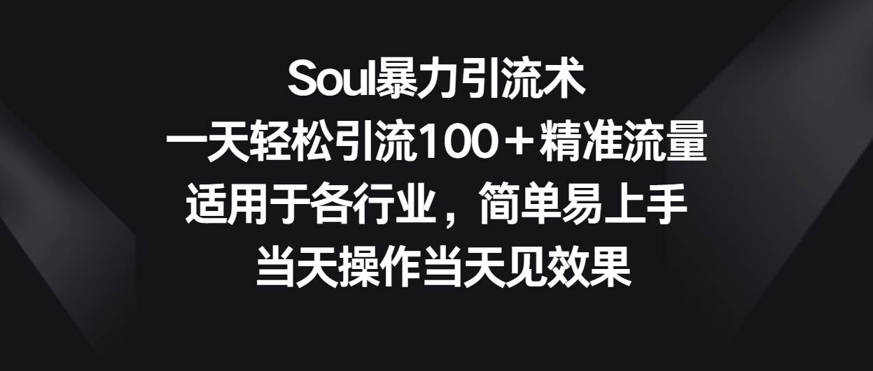 Soul暴力引流术，一天轻松引流100＋精准流量，适用于各行业，简单易上手！插图零零网创资源网