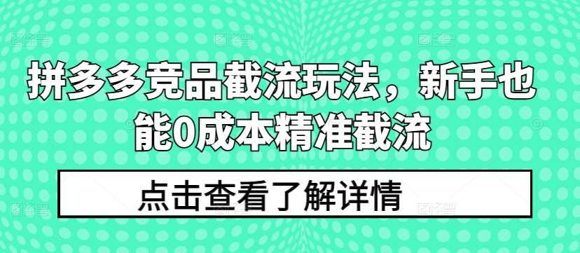 拼多多竞品截流玩法，新手也能0成本精准截流插图零零网创资源网