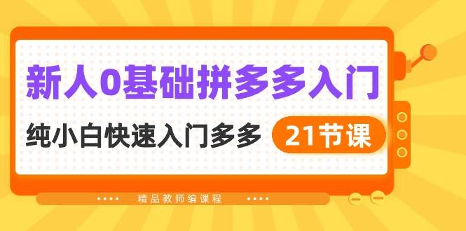 （10299期）新人0基础拼多多入门，​纯小白快速入门多多（21节课）插图零零网创资源网