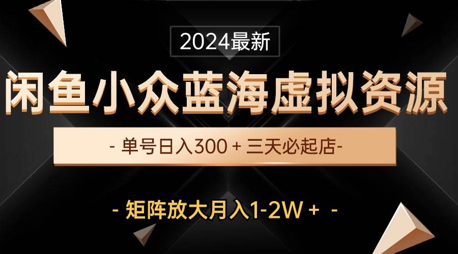 （10336期）最新闲鱼小众蓝海虚拟资源，单号日入300＋，三天必起店，矩阵放大月入1-2W插图零零网创资源网