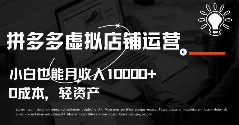 拼多多虚拟店铺运营小白也能月收入10000+【揭秘】插图零零网创资源网