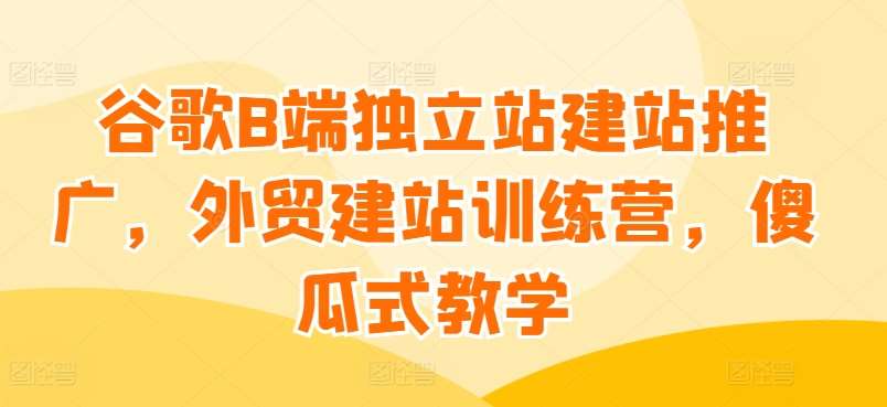 谷歌B端独立站建站推广，外贸建站训练营，傻瓜式教学插图零零网创资源网