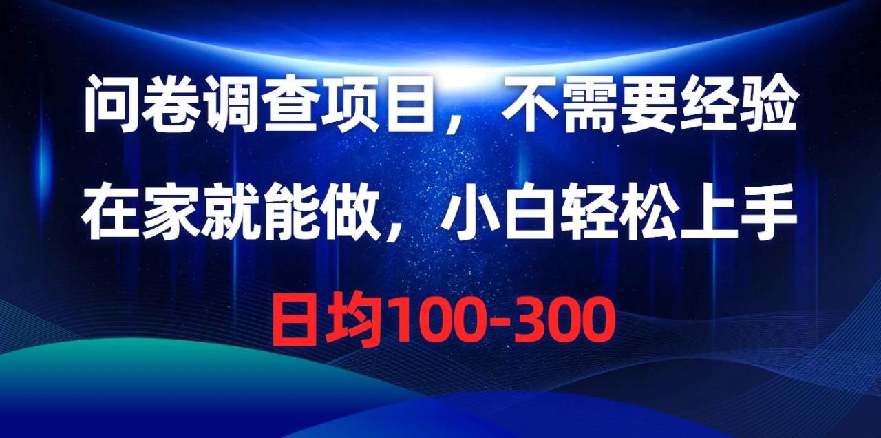 （10402期）问卷调查项目，不需要经验，在家就能做，小白轻松上手，日均100-300插图零零网创资源网