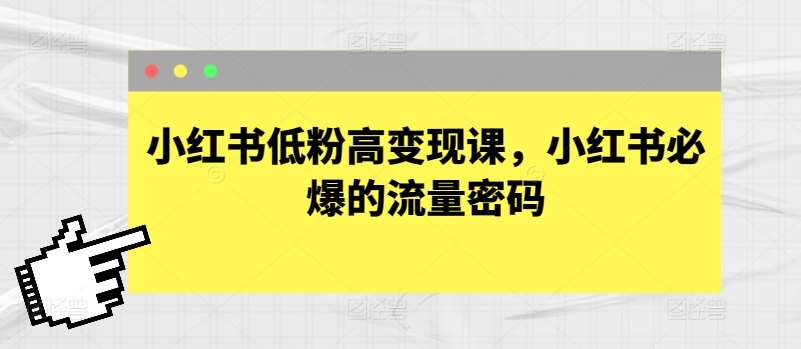 小红书低粉高变现课，小红书必爆的流量密码插图零零网创资源网