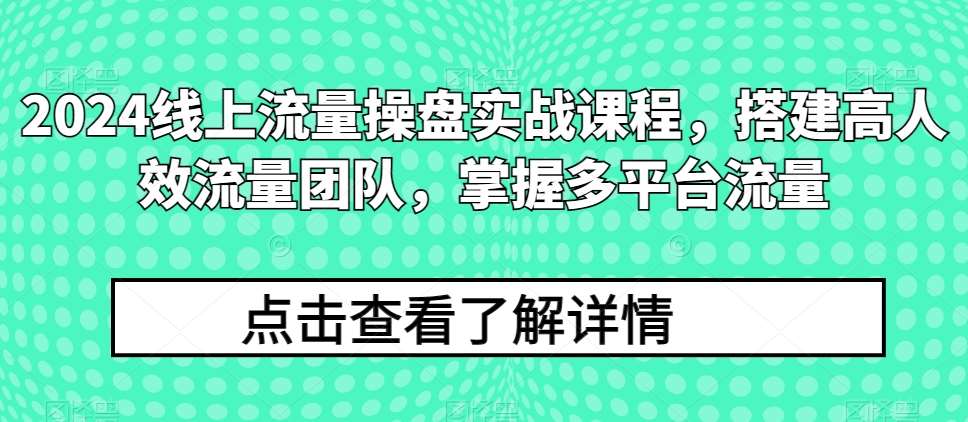 2024线上流量操盘实战课程，搭建高人效流量团队，掌握多平台流量插图零零网创资源网