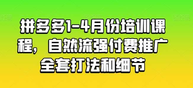 拼多多1-4月份培训课程，自然流强付费推广全套打法和细节插图零零网创资源网