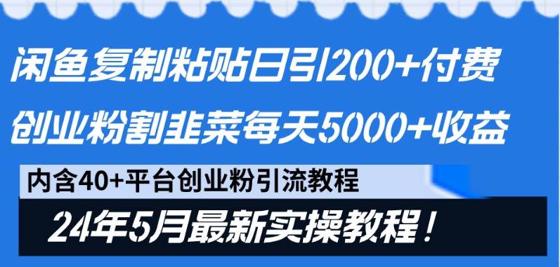 闲鱼复制粘贴日引200+付费创业粉，24年5月最新方法！割韭菜日稳定5000+收益插图零零网创资源网