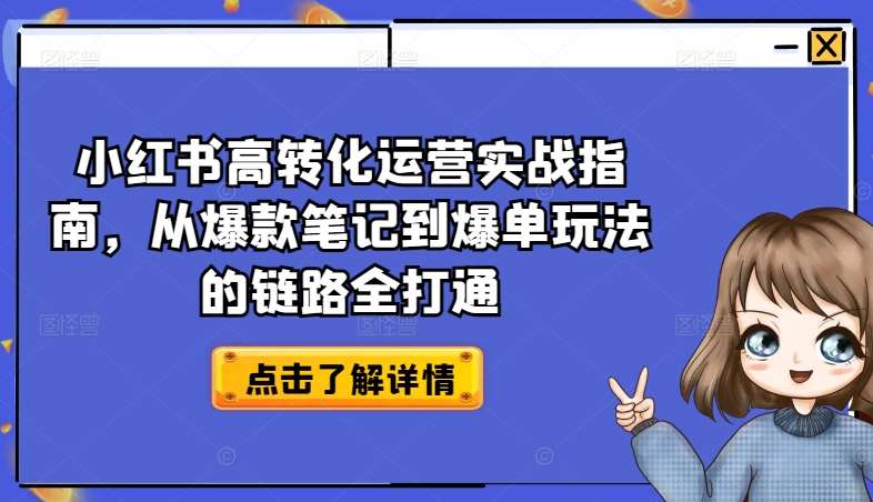 小红书高转化运营实战指南，从爆款笔记到爆单玩法的链路全打通插图零零网创资源网