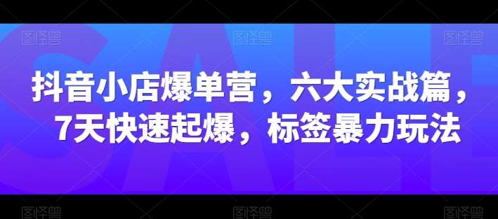 抖音小店爆单营，六大实战篇，7天快速起爆，标签暴力玩法插图零零网创资源网