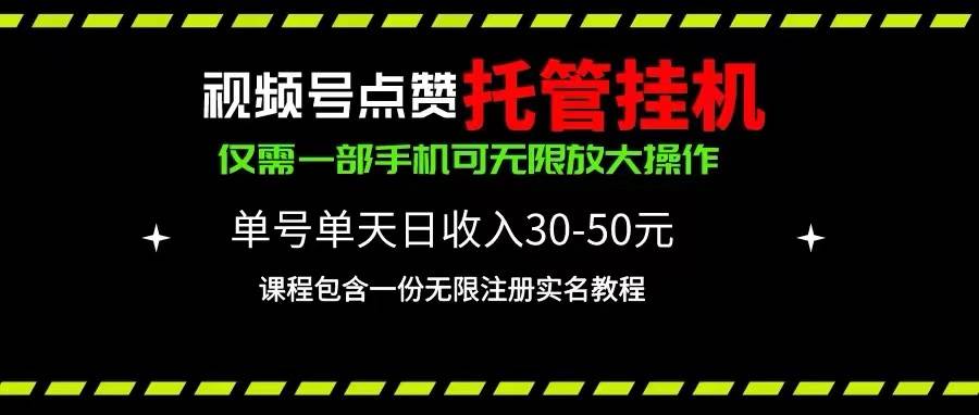 （10644期）视频号点赞托管挂机，单号单天利润30~50，一部手机无限放大（附带无限…插图零零网创资源网