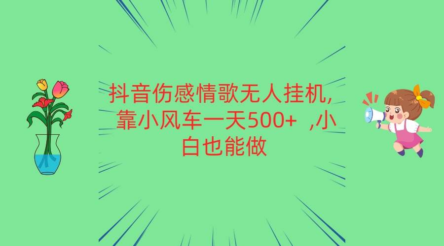 抖音伤感情歌无人挂机 靠小风车一天500+  小白也能做插图零零网创资源网