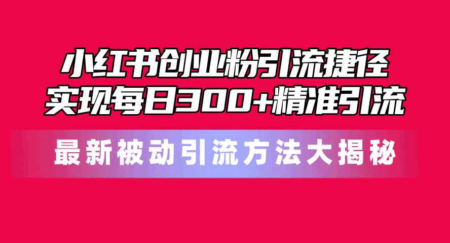 （10692期）小红书创业粉引流捷径！最新被动引流方法大揭秘，实现每日300+精准引流插图零零网创资源网