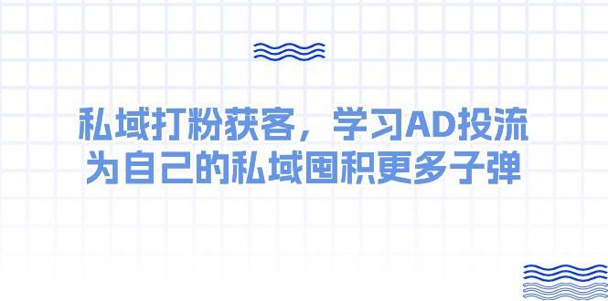 （10728期）某收费课：私域打粉获客，学习AD投流，为自己的私域囤积更多子弹插图零零网创资源网