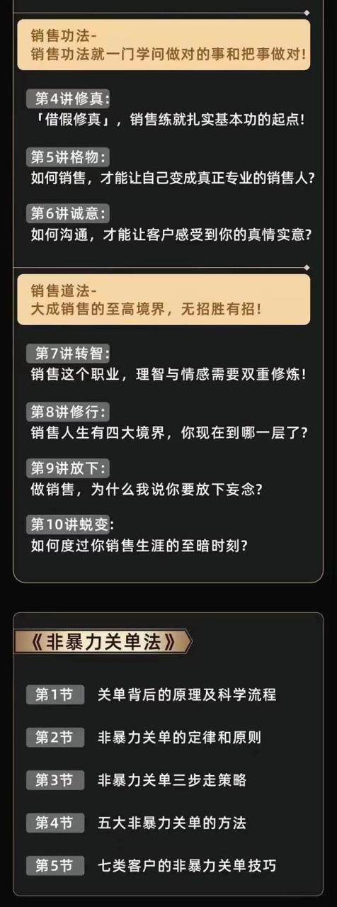 （10799期）从小新手到销冠 三合一速成：销售3法+非暴力关单法+销售系统挖需课 (27节)插图零零网创资源网