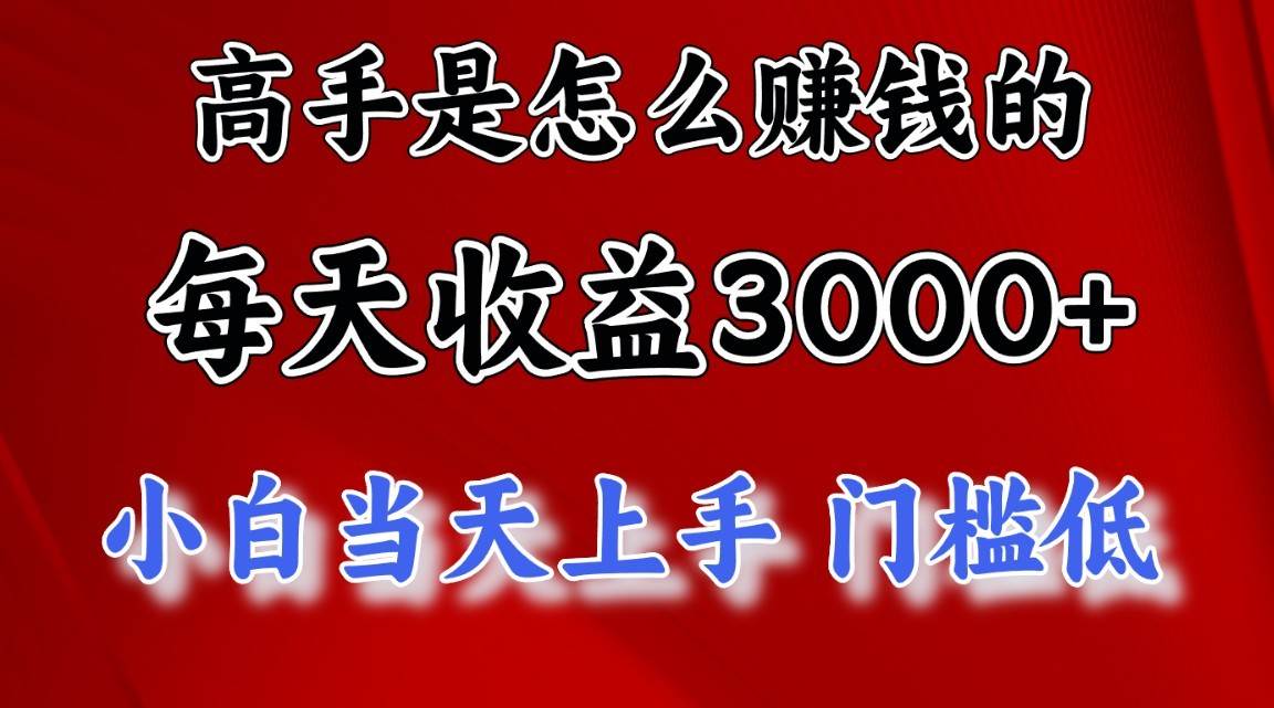 高手是怎么赚钱的，一天收益3000+，闷声发财项目，不是一般人能看懂的插图零零网创资源网