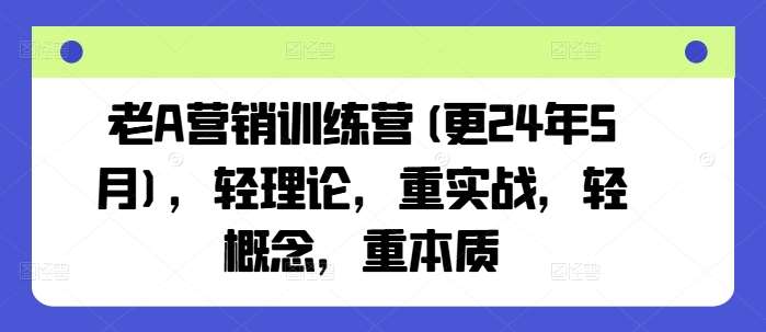 老A营销训练营(更24年5月)，轻理论，重实战，轻概念，重本质插图零零网创资源网